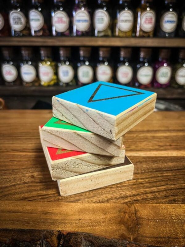 A stack of wooden blocks on top of each other.