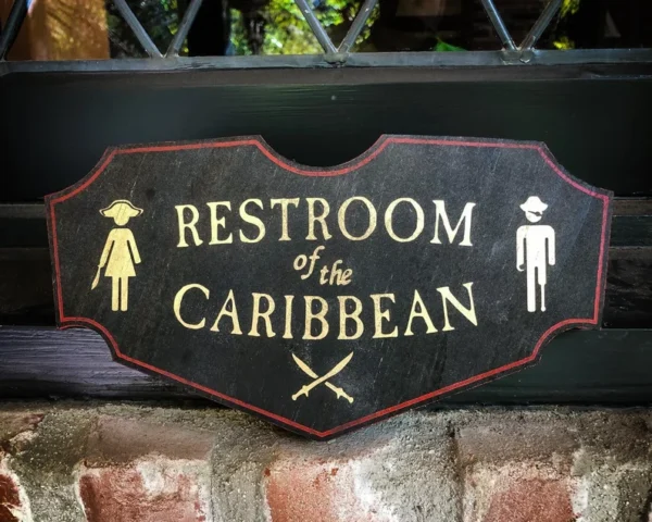 Pirates of the Caribbean Bathroom, Solid Wood and Paint Rustic Creation Sign