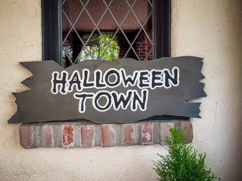 Halloween Town sign board.