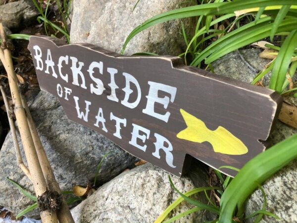 Backside of Water wooden sign.