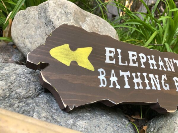 Elephant bathing area signpost.