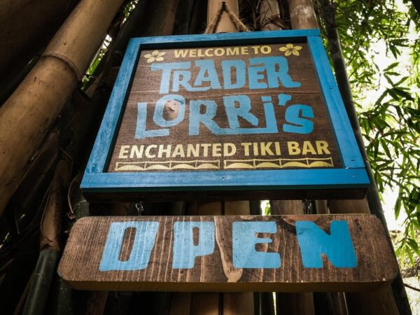 Trader Lorri's Enchanted Tiki Bar Open.