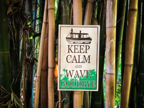 Keep calm and wave goodbye sign.