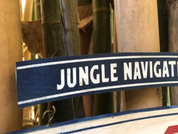 Jungle navigation sign in bamboo.