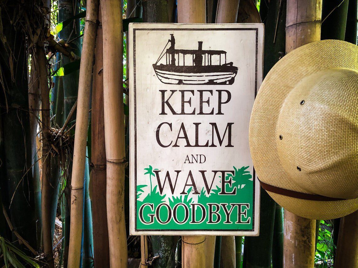 Keep calm and wave goodbye sign.