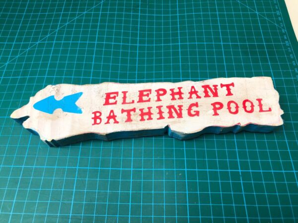 Elephant bathing pool sign.