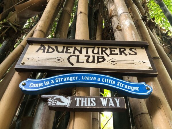 Adventurers Club sign: This way.