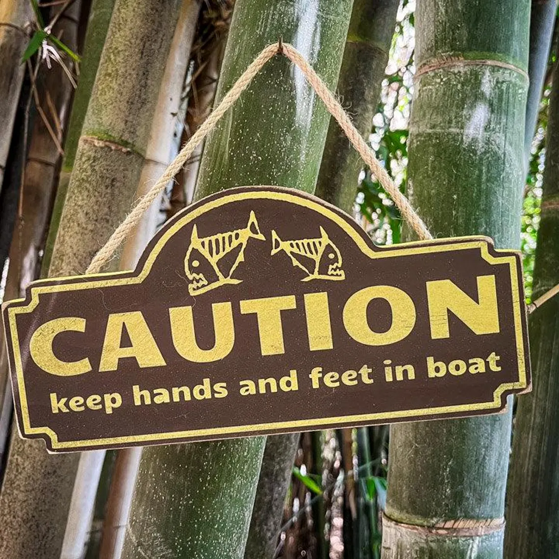 Caution: keep hands and feet in boat