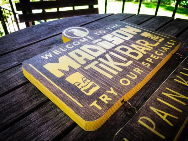 Madison Tiki Bar welcome sign.