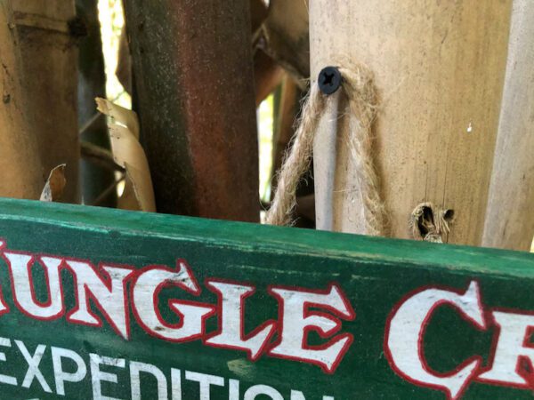 Jungle Expedition sign hanging outdoors.