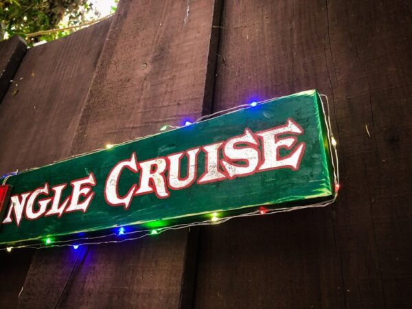 Jungle Cruise sign with lights.