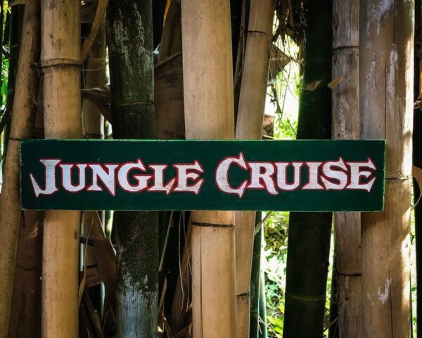 Jungle Cruise sign in bamboo.