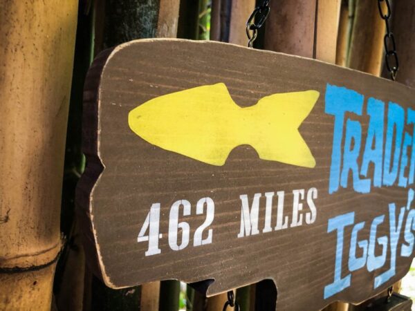 Wooden sign: 462 miles to Iggy's.