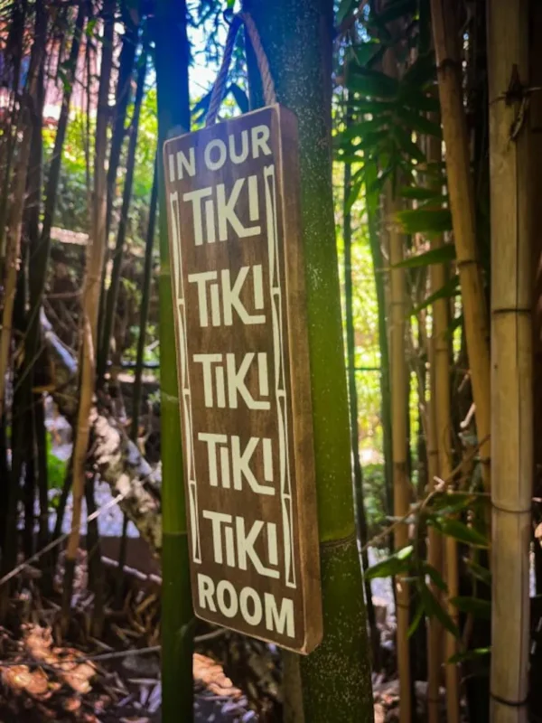 Tiki Room sign in bamboo grove.