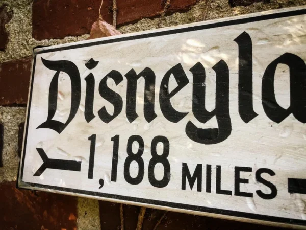 Custom Disneyland Distance Sign, Solid Wood and Paint, High Quality, Hand Crafted, Unique Wall Decor, Metal Corners, Great Gift - Image 2