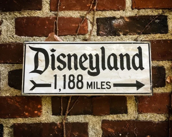 Custom Disneyland Distance Sign, Solid Wood and Paint, High Quality, Hand Crafted, Unique Wall Decor, Metal Corners, Great Gift - Image 3