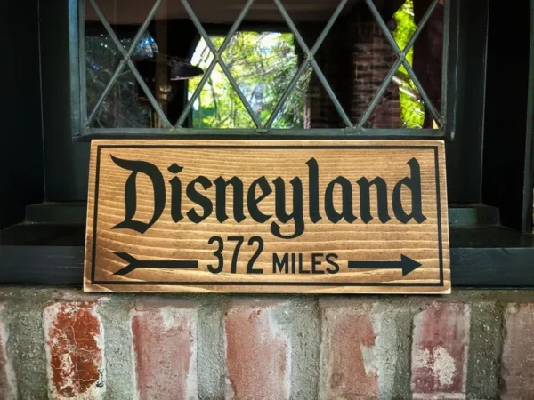 Custom Disneyland Distance Sign, Solid Wood and Paint, High Quality, Hand Crafted, Unique Wall Decor, Metal Corners, Great Gift - Image 4