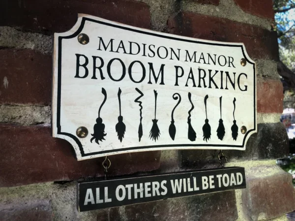 Madison Manor broom parking sign.