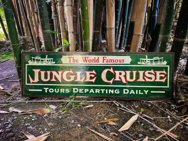 Jungle Cruise sign, tours daily.