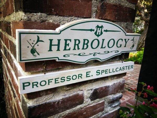 Herbology sign, Professor E. Spellcaster.