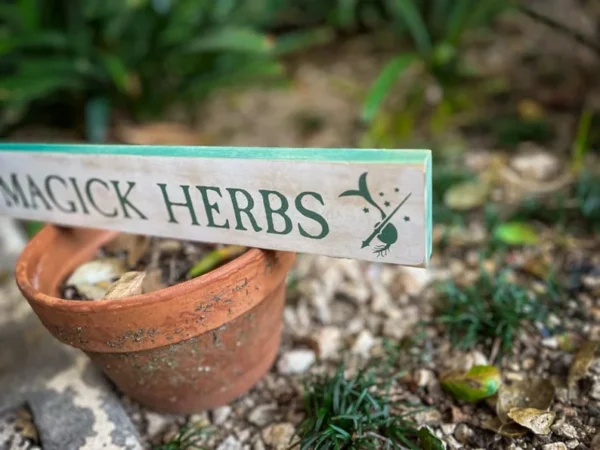 Magick herbs garden sign.