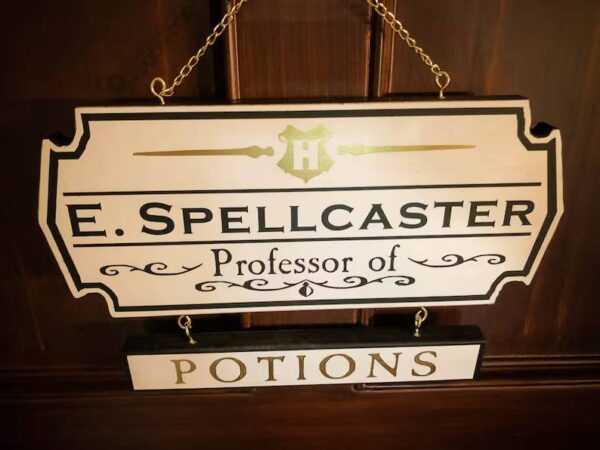 Professor Spellcaster's Potions sign.