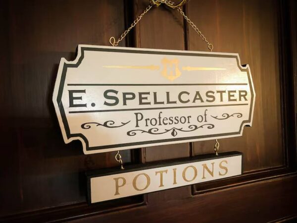 Professor Spellcaster's Potions sign.