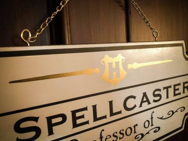 Professor Spellcaster's office sign.