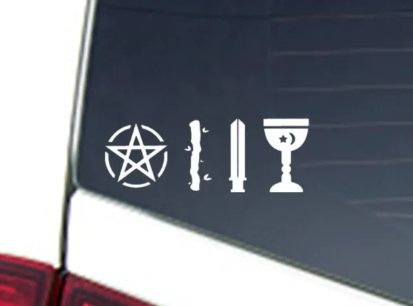 Tarot Card, Vinyl Car Decal Pride Sticker, Pagan, Witch, Pentacle, Cup, Wand, Sword, Suites, Automobile Custom, High Quality, Great Gift