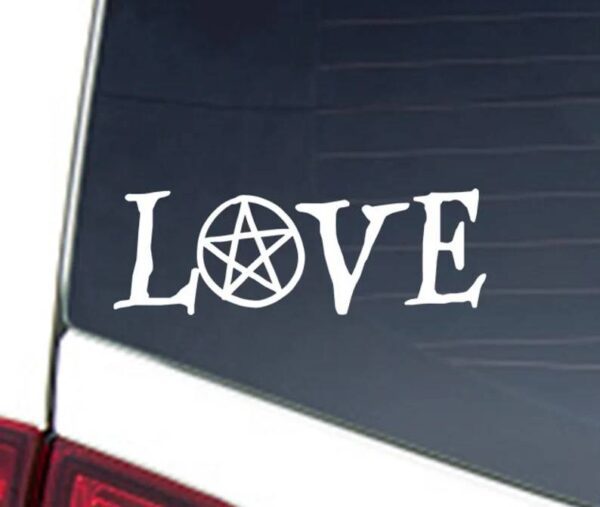 Pentacle Love, Vinyl Car Decal Pride Sticker, Pagan, Witch, Wicca, Automobile Decor, Custom, High Quality, Great Spiritual Gift